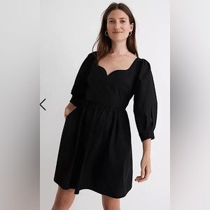 NWT Madewell | Black Poplin Puff Sleeve Mini Dress